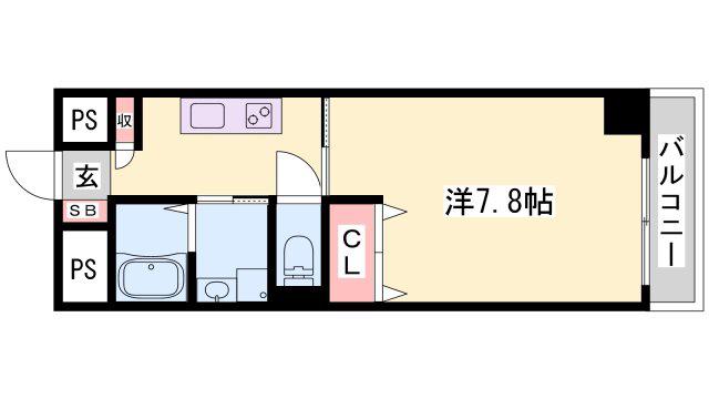 インタービレッジ土山(1K/8階)の間取り写真