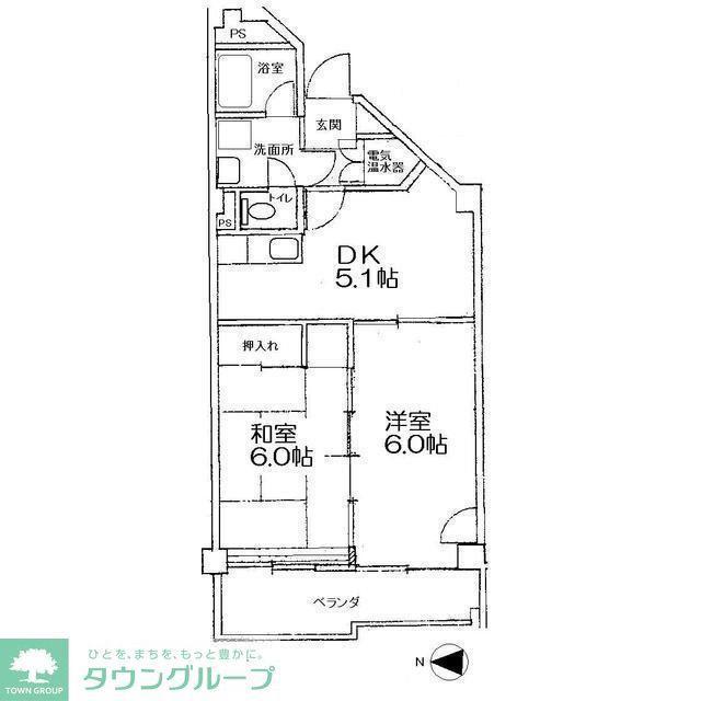 メゾン常盤(2DK/5階)の間取り写真