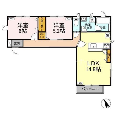 アルカーサ(2LDK/3階)の間取り写真