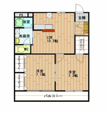 ホワイトピアニー ウエスト(2LDK/1階)の間取り写真
