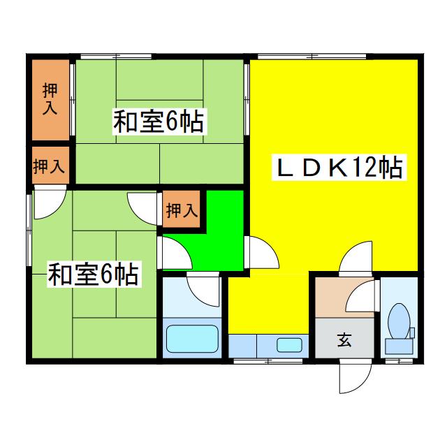 斉藤ハイツ(2LDK/2階)の間取り写真