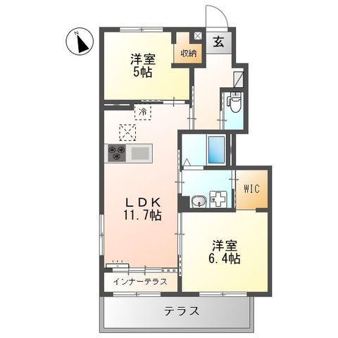ポルトシャンス(2LDK/1階)の間取り写真