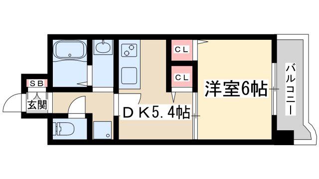 ウエストヴィラ21(1DK/5階)の間取り写真