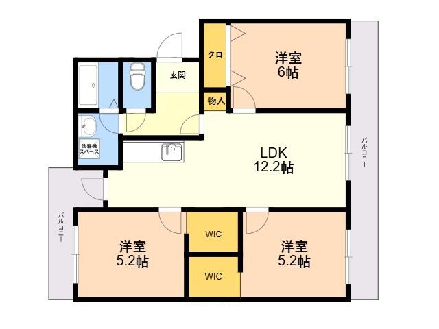 カームヒルズ板付(3LDK/4階)の間取り写真