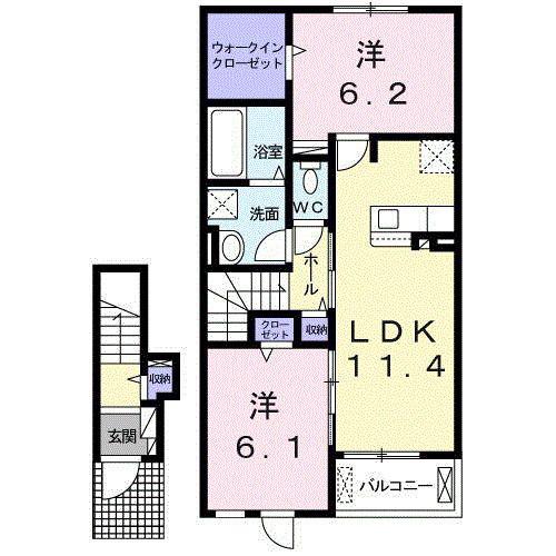 ヴェール ポポラ(2LDK/2階)の間取り写真
