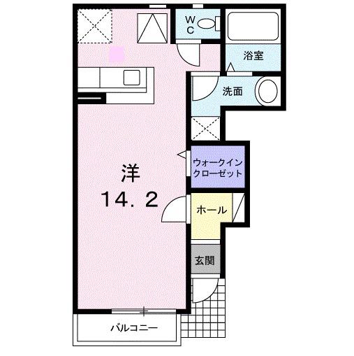 プラシード(ワンルーム/1階)の間取り写真