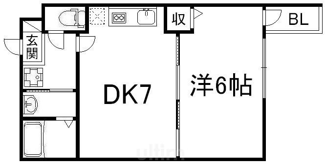 フォルトゥーナ中堂寺(1DK/3階)の間取り写真