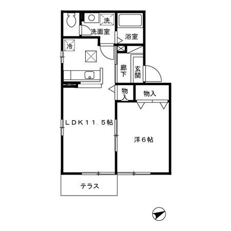 コゥジーコートKTMS.AB(1LDK/1階)の間取り写真