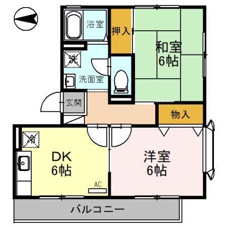ハイムカール梅寿(2DK/1階)の間取り写真