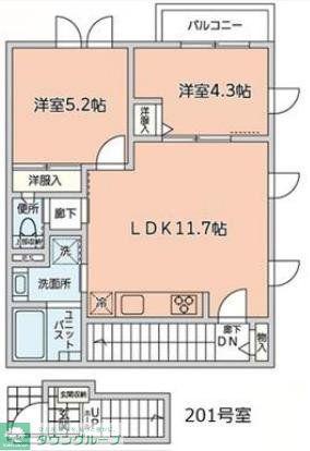 富士ハイツ(2LDK/2階)の間取り写真