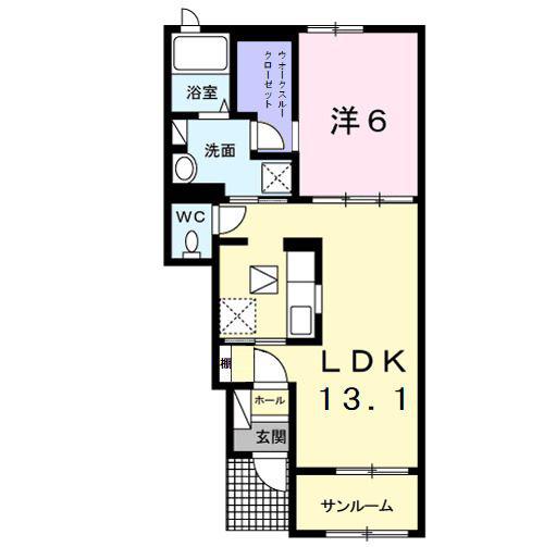 テール シエルI(1LDK/1階)の間取り写真