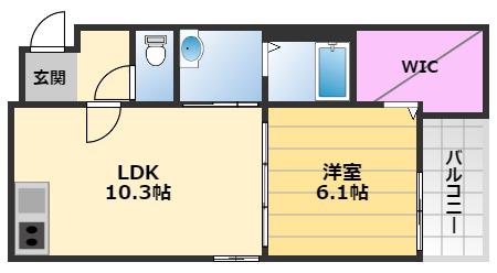 ポワヴェール(1LDK/2階)の間取り写真