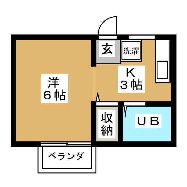 グリーンハイツ第5(ワンルーム/2階)の間取り写真