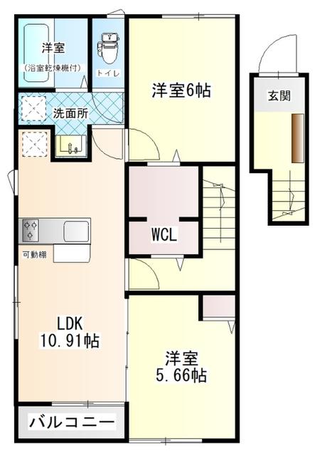 BELLEAP西野B(2LDK/2階)の間取り写真