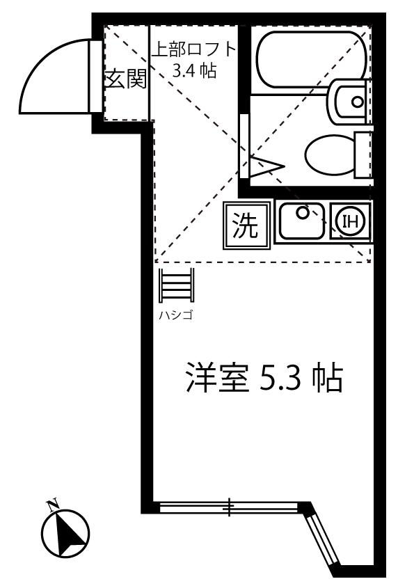 ユナイトMOCAROOMS(ワンルーム/1階)の間取り写真