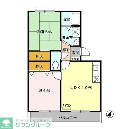 プリムヴェール弐番館(2LDK/2階)の間取り写真