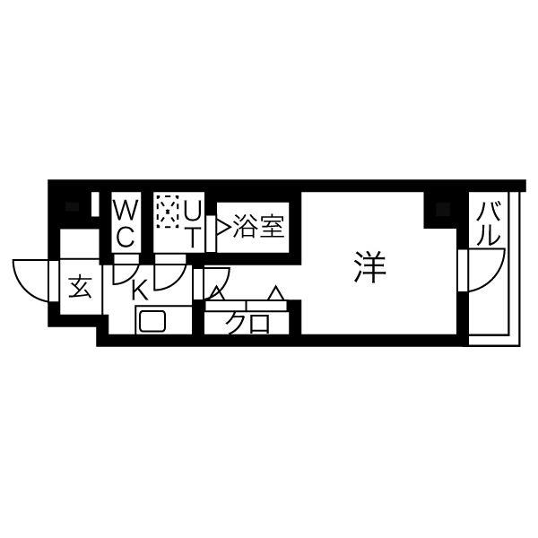 プライムアーバン仙台木町通(1K/3階)の間取り写真