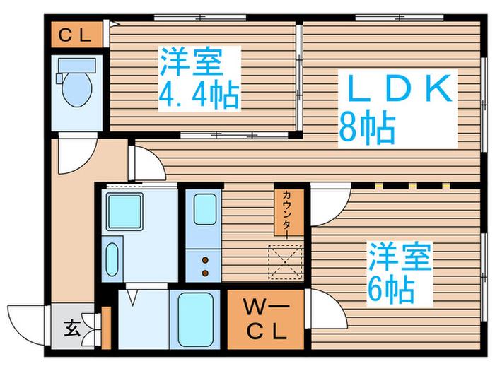 ブランシェ中野富士見町(2LDK/4階)の間取り写真