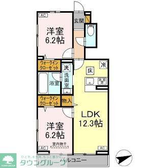 ラ ベルヴィ(2LDK/1階)の間取り写真