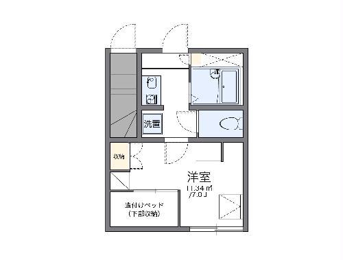 レオパレス大門(1K/1階)の間取り写真