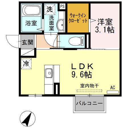 マリオンIII(1LDK/2階)の間取り写真