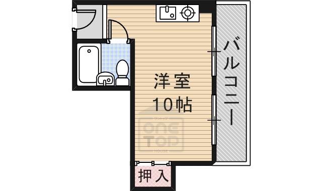IN茨木ハイツ(ワンルーム/1階)の間取り写真