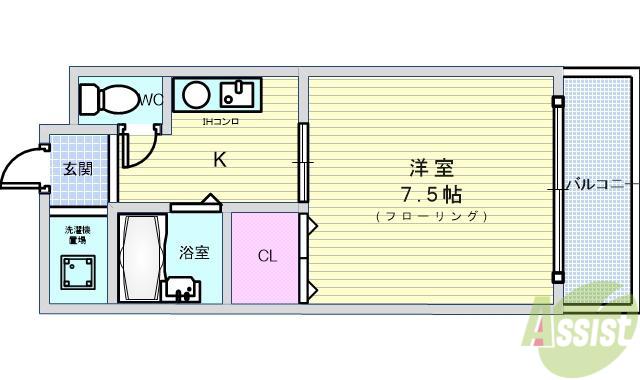 ESTUDIO豊中(1K/2階)の間取り写真