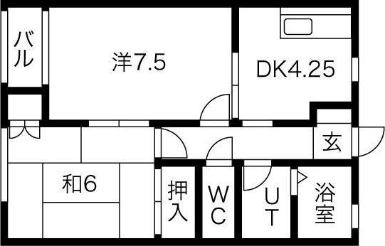 シャルマンシャトー(2DK/2階)の間取り写真