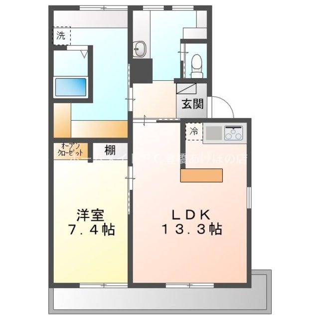 フィオーレコリーナ(1LDK/4階)の間取り写真