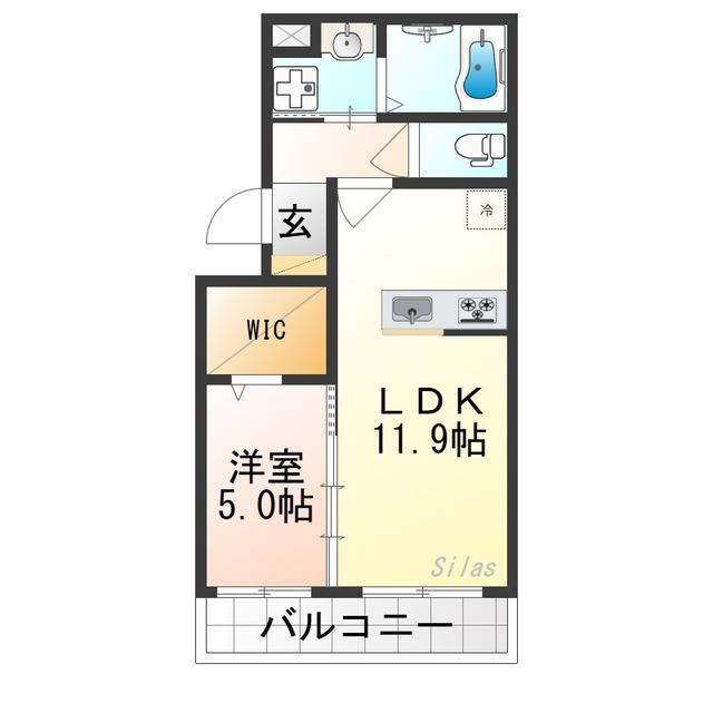 ヴィラ・グレイスグリーン 部屋(1LDK/2階)の間取り写真