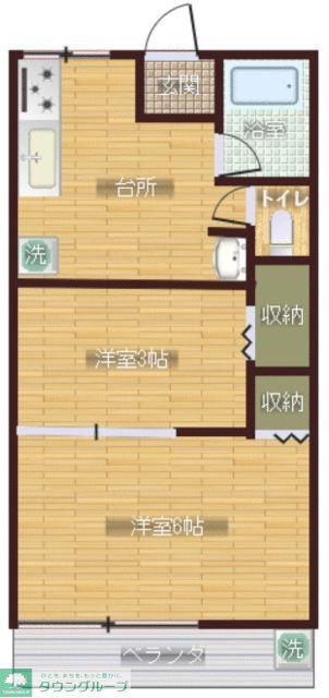 岸町共同ハイム(2K/2階)の間取り写真