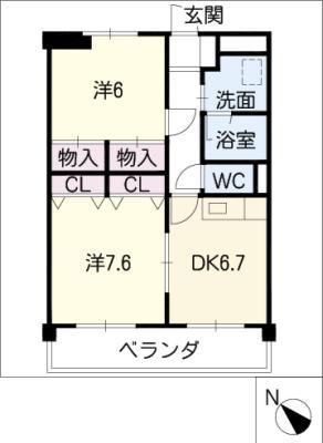 メゾンオハラ(2DK/3階)の間取り写真