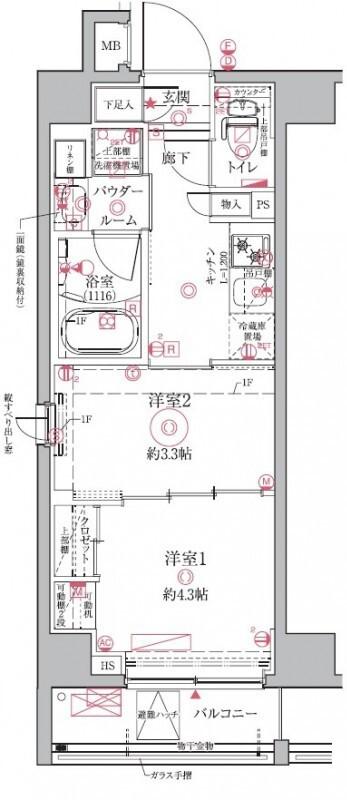 クレイシアIDZ祐天寺(1DK/1階)の間取り写真