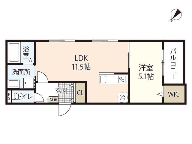 D5舟入南(1LDK/3階)の間取り写真