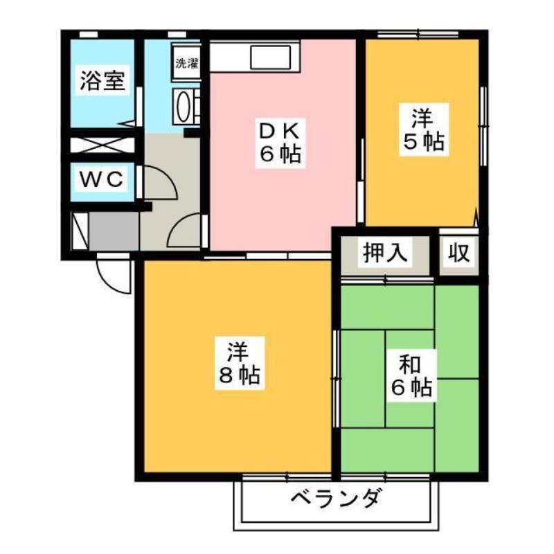 バリュージュG A棟(3DK/1階)の間取り写真