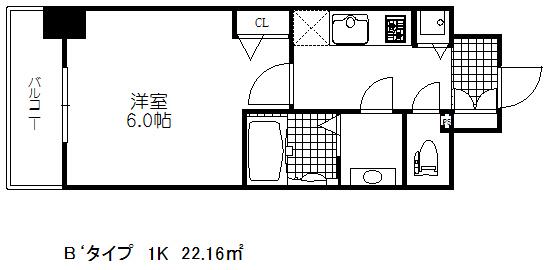 ファステート神戸アモーレ(1K/2階)の間取り写真