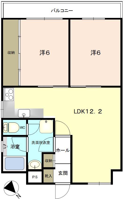 ウエストS金澤(2LDK/2階)の間取り写真