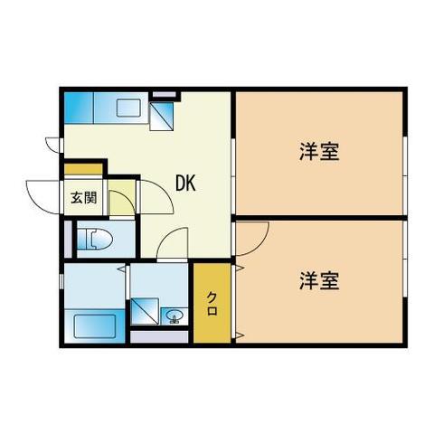M&S8番館(2DK/2階)の間取り写真