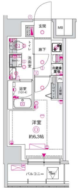 CREST TAPP川崎港町(1K/7階)の間取り写真
