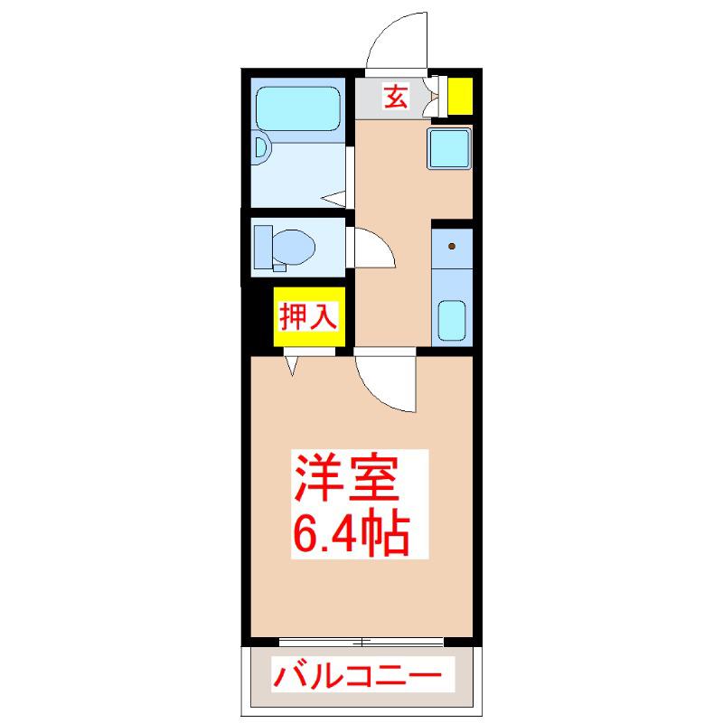 第二向吉マンション(1K/2階)の間取り写真