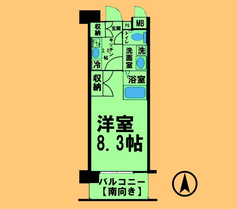 パルティール黒川(1K/7階)の間取り写真