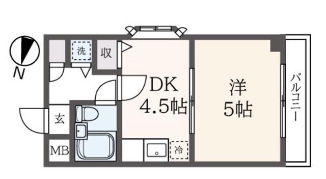 プランタン横浜(1DK/1階)の間取り写真
