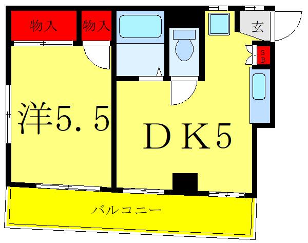 中村ビル(1DK/3階)の間取り写真