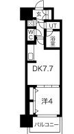 グランカーサ難波元町(1DK/6階)の間取り写真