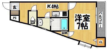 DON CREST SHINYASHIKI(1K/4階)の間取り写真