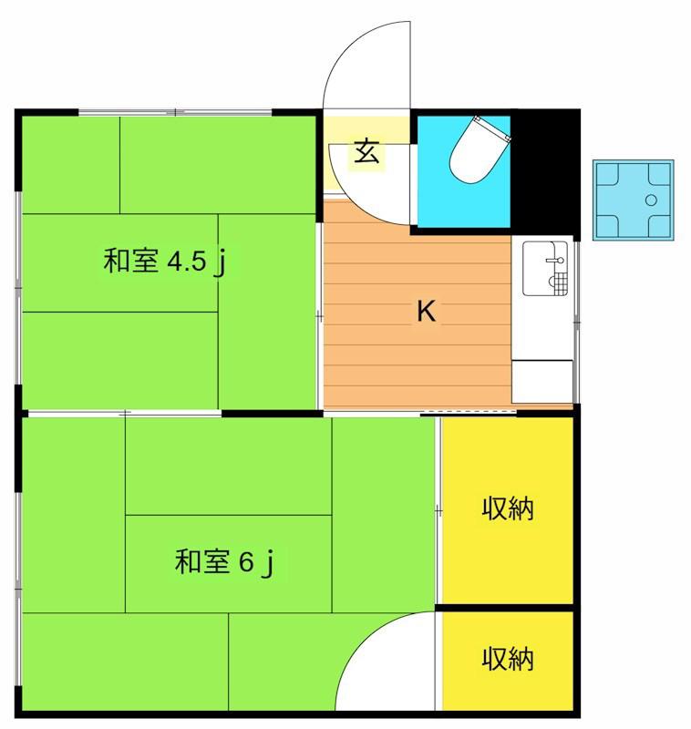野村荘(2K/1階)の間取り写真