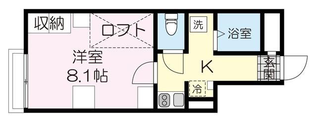 ジーケィ参番館(1K/1階)の間取り写真