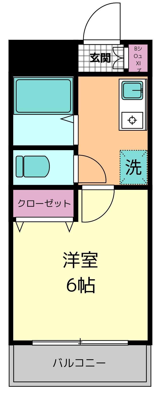 フィールデンス小田急相模原(1K/2階)の間取り写真
