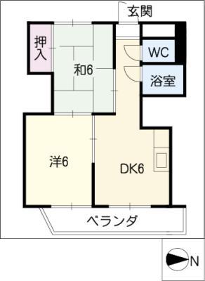 ドエル20(2DK/4階)の間取り写真