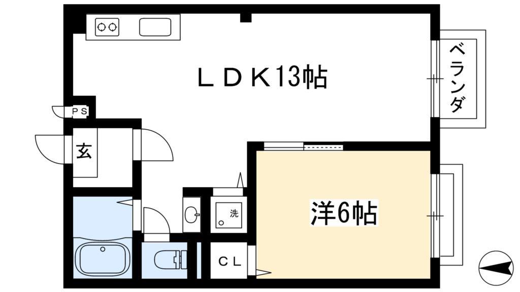 メゾン山中(1LDK/2階)の間取り写真